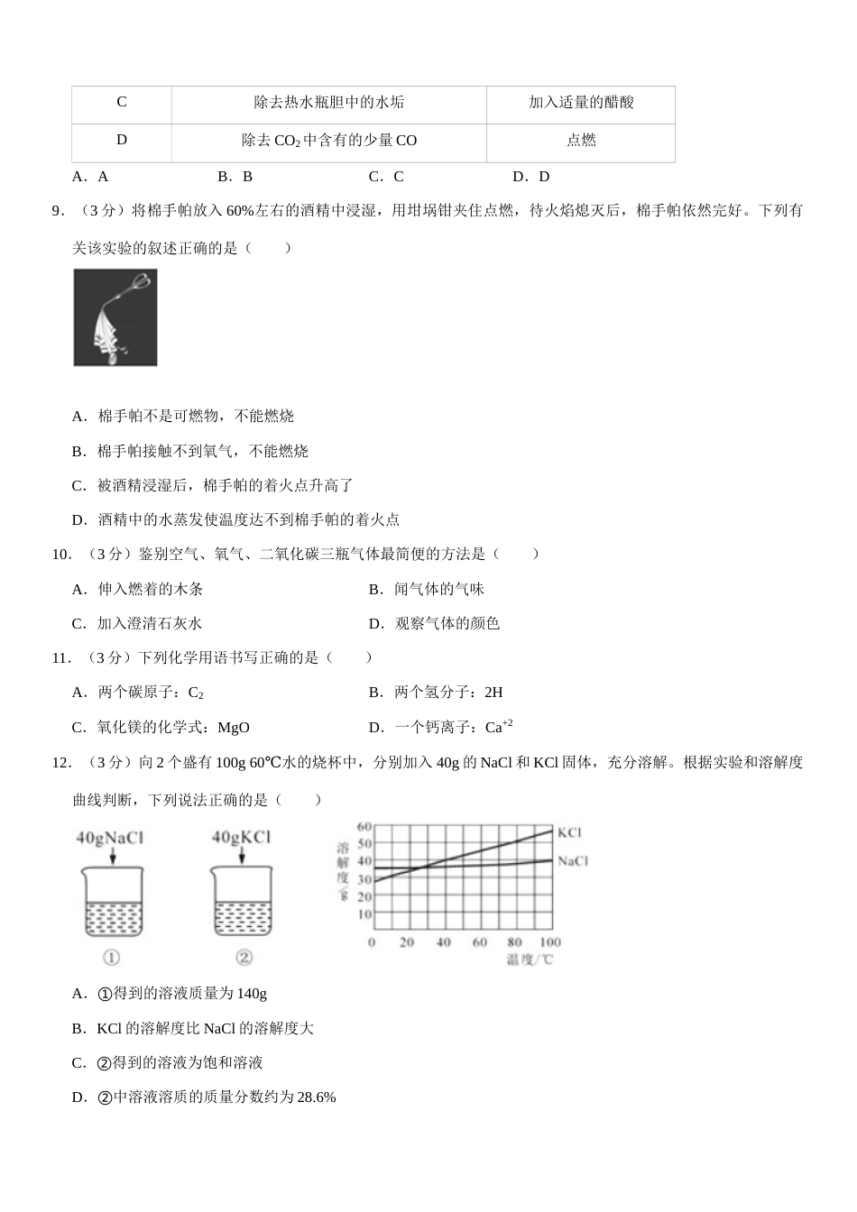 2020年海南中考化学试题及答案.docx_第2页