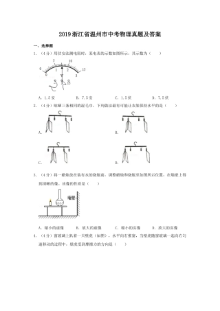 2019浙江省温州市中考物理真题及答案.doc