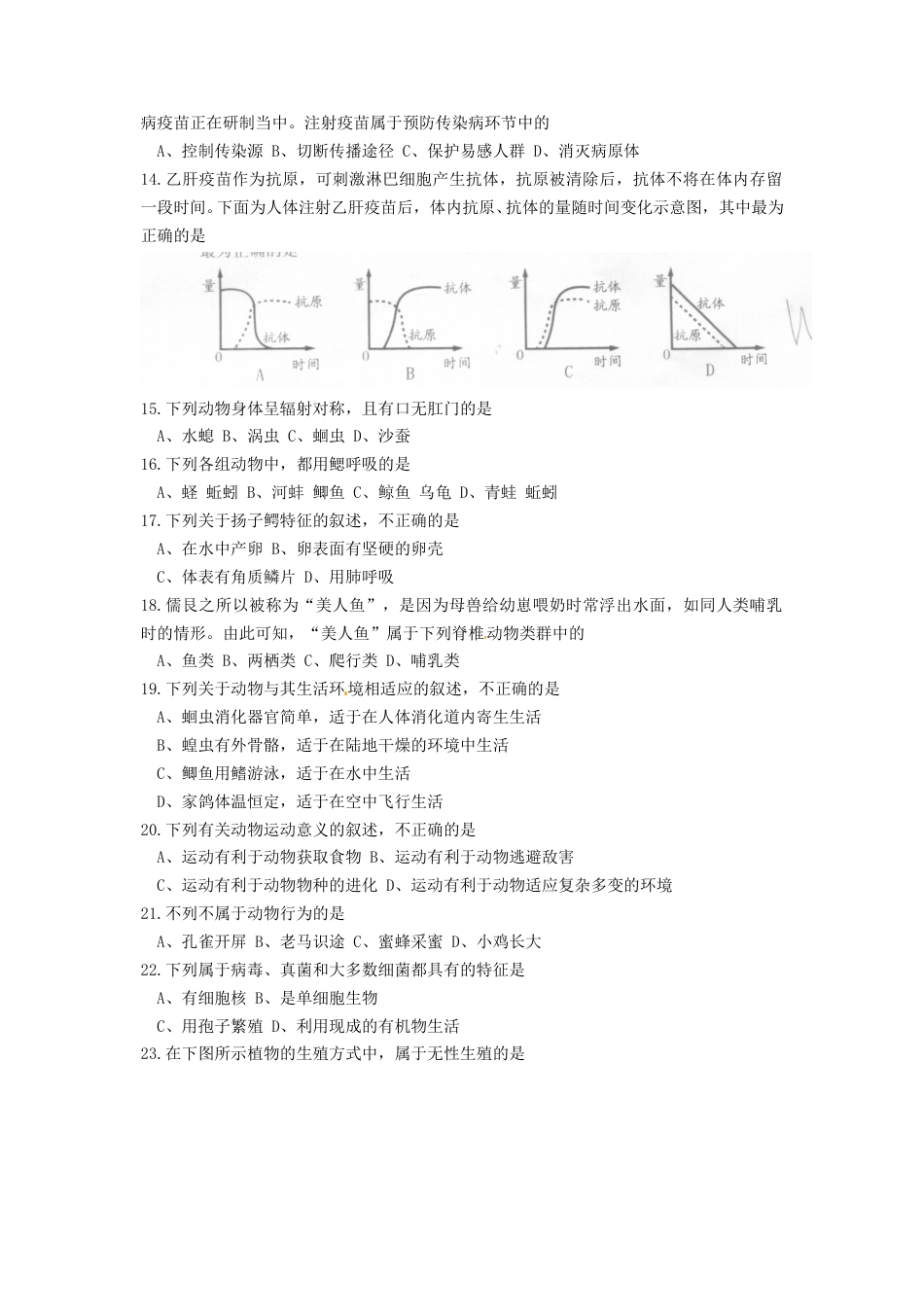 2020山东省威海市中考生物真题及答案.doc_第2页