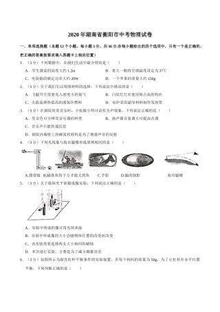 2020年中考物理试题（word版，含解析）.doc