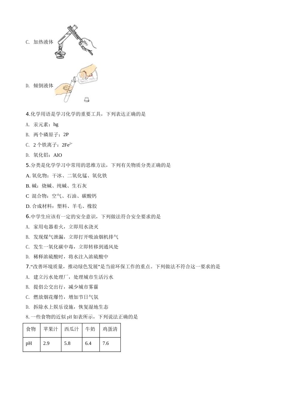 2020年山东省临沂市中考化学试题及答案.doc_第2页