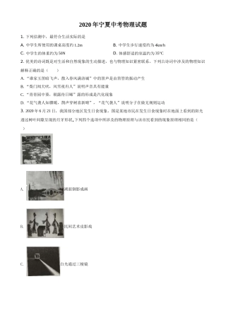 2020年宁夏中考物理试题（学生版）.doc