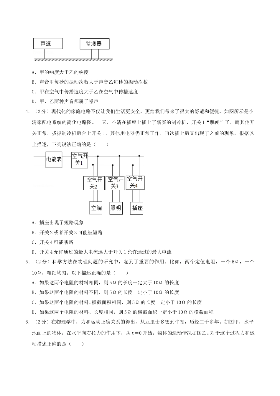 2020年内蒙古呼和浩特市中考物理真题及答案.doc_第2页
