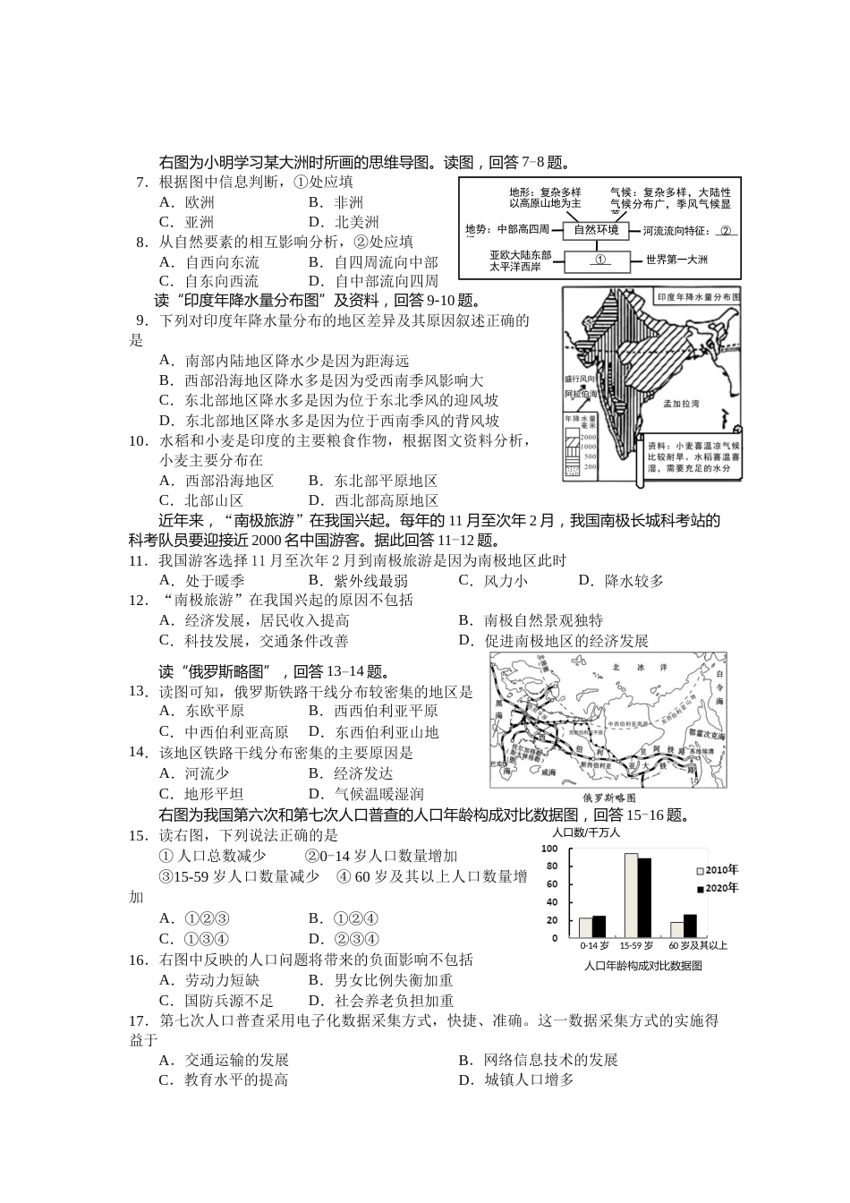 2021年湖南益阳市初中地理学业水平考试真题（解析版）.docx_第2页