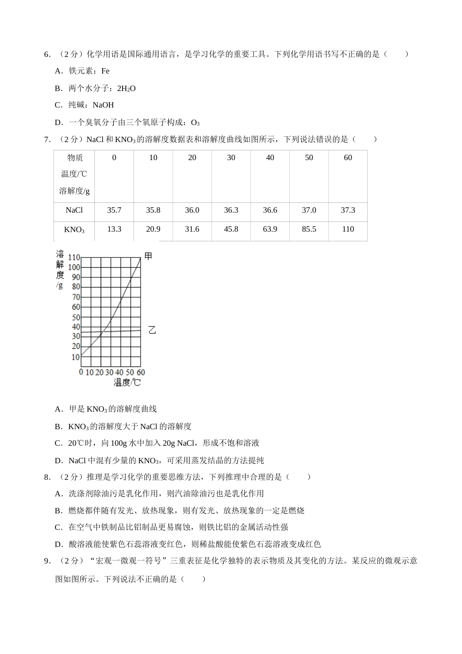 2021年湖南省张家界市中考化学真题.doc_第2页