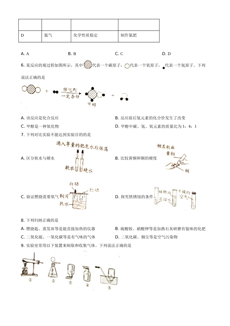 2021年湖南省岳阳市中考化学真题（原卷版）.doc_第2页