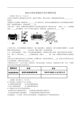 2014年河南省中考物理试卷及答案.docx