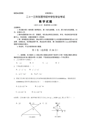 2013年山东省东营市中考数学试卷及答案.doc