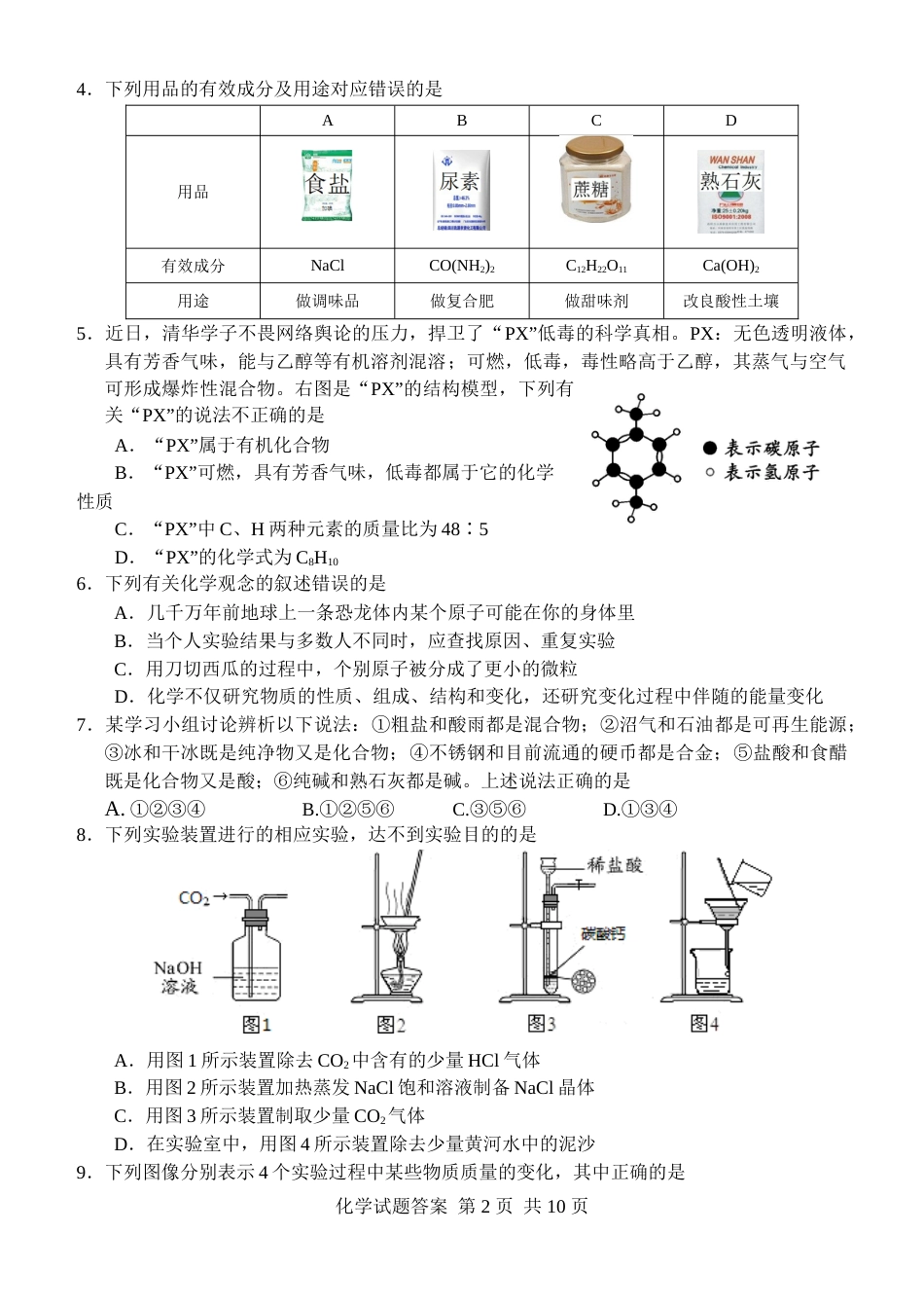 2014年山东省东营市化学中考试题及答案.doc_第2页