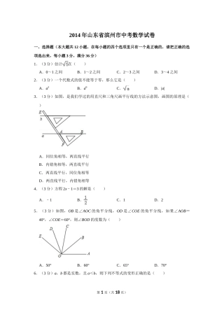 2014年山东省滨州市中考数学试卷.doc