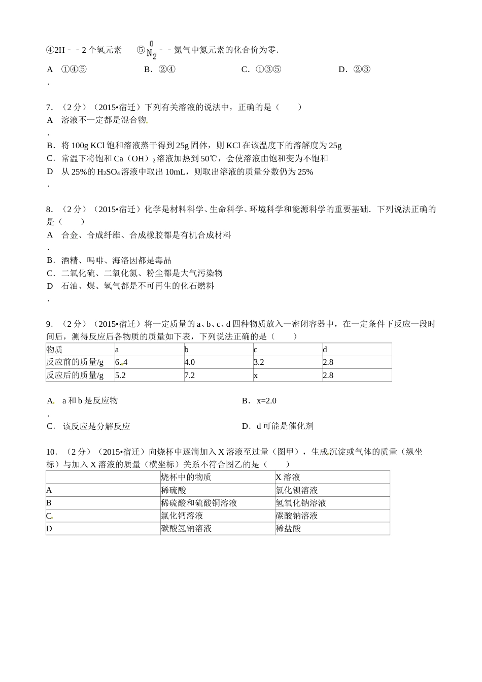 2015年江苏省宿迁市中考化学试题及答案.doc_第2页
