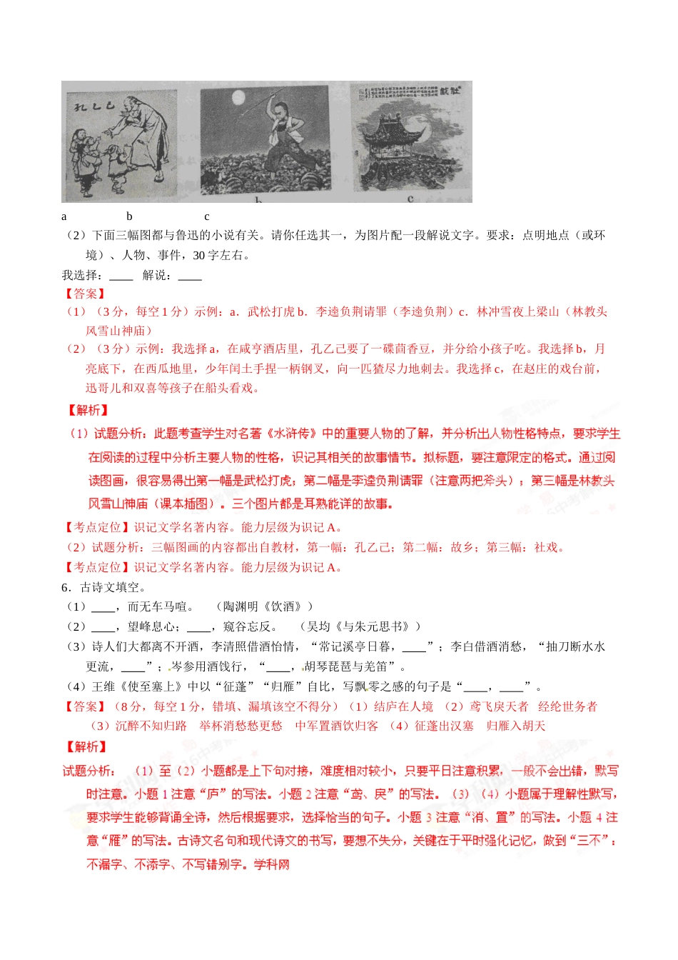 2016年甘肃省武威、白银、定西、平凉、酒泉、临夏州、张掖中考语文试题（解析版）.doc_第3页
