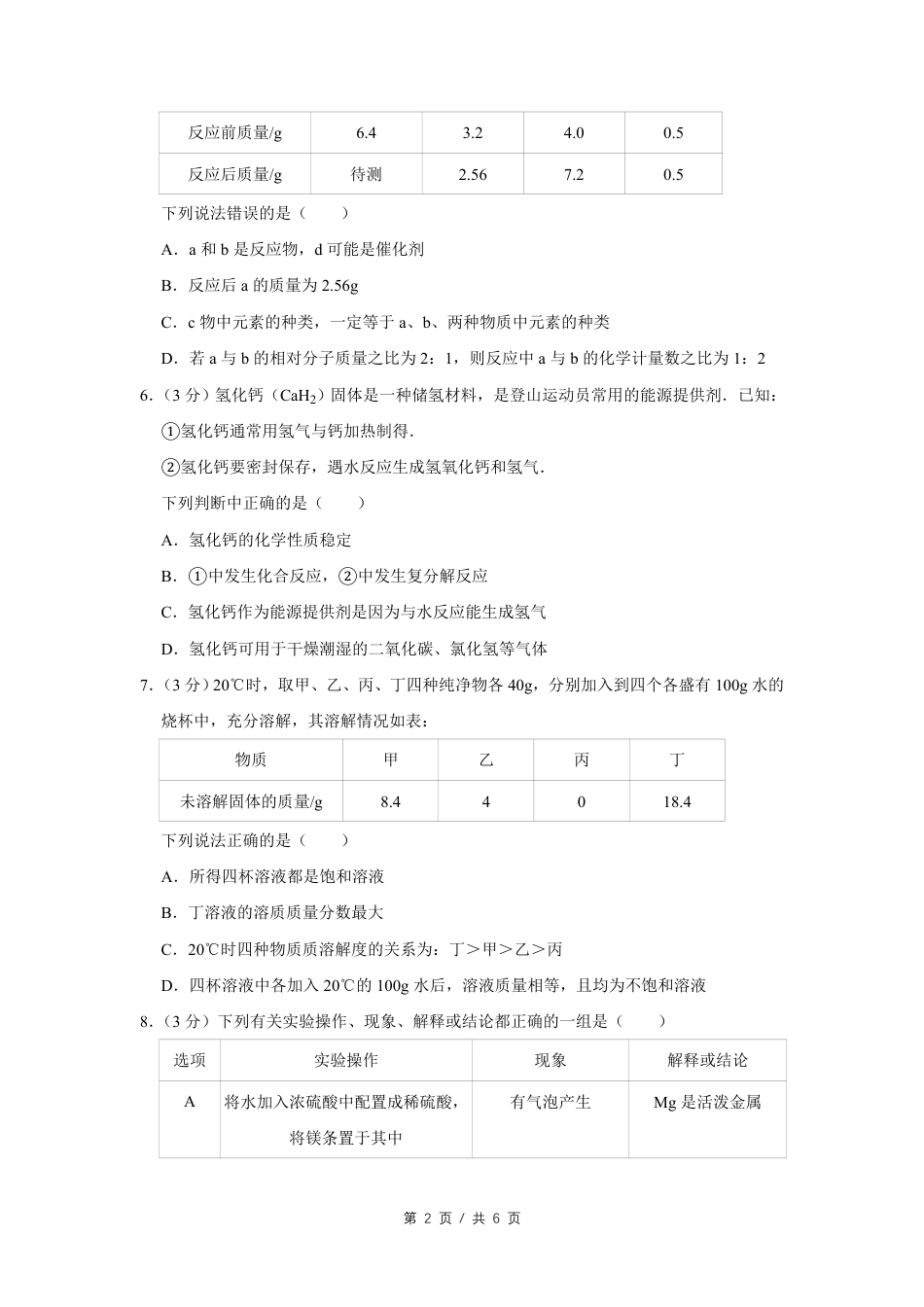 2015年四川省绵阳市中考化学试卷（学生版）  .pdf_第2页