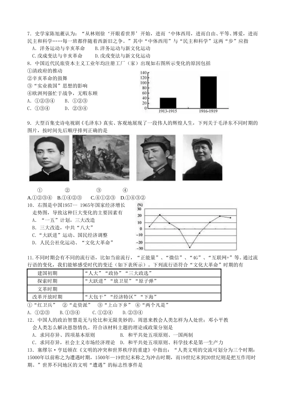 2016年江苏省苏州市中考历史试题及答案.doc_第2页
