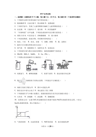 2017年河南省中考化学试卷及答案.doc