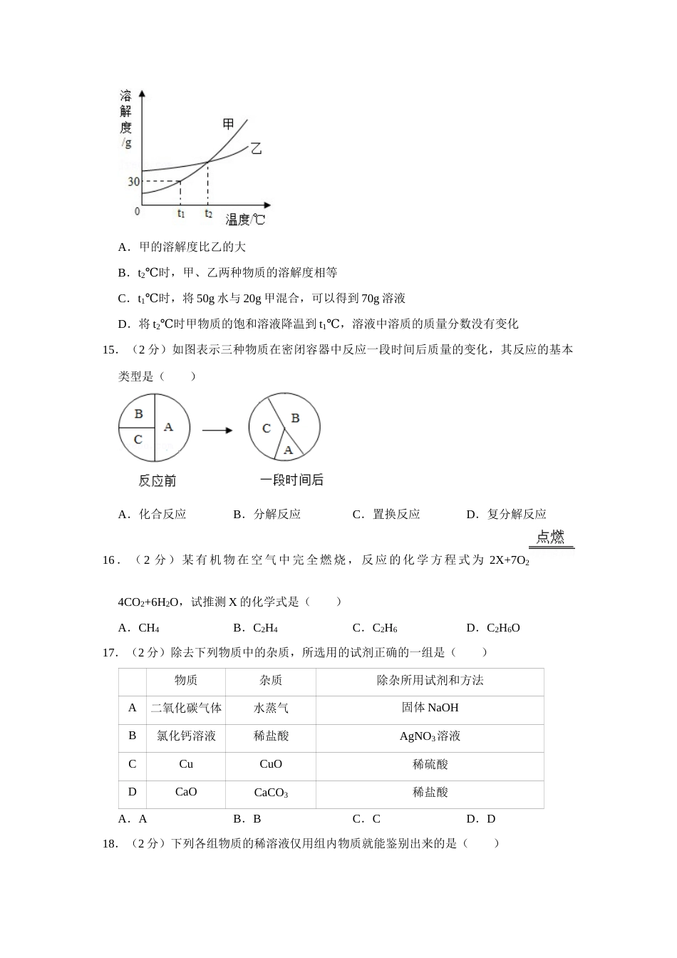 2017年广西柳州市中考化学试题（空白卷）.docx_第3页