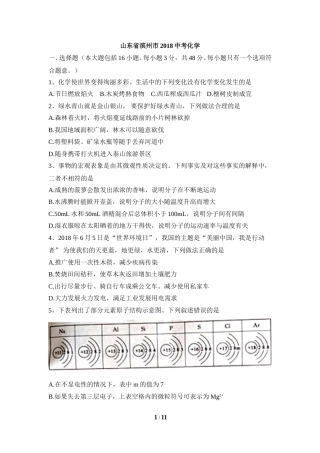 2018年滨州市中考化学试卷.doc