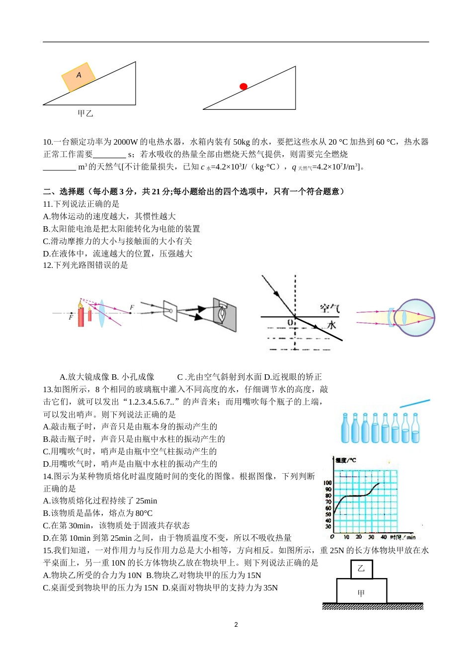 2018年安徽省中考物理试题及答案.doc_第2页