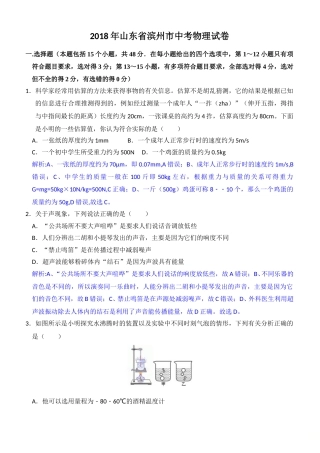 2018滨州中考物理试题及答案解析.doc