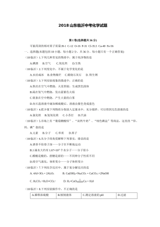 2018年山东省临沂市中考化学试题及答案.doc