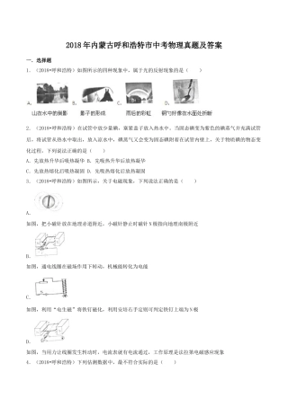 2018年内蒙古呼和浩特市中考物理真题及答案.doc