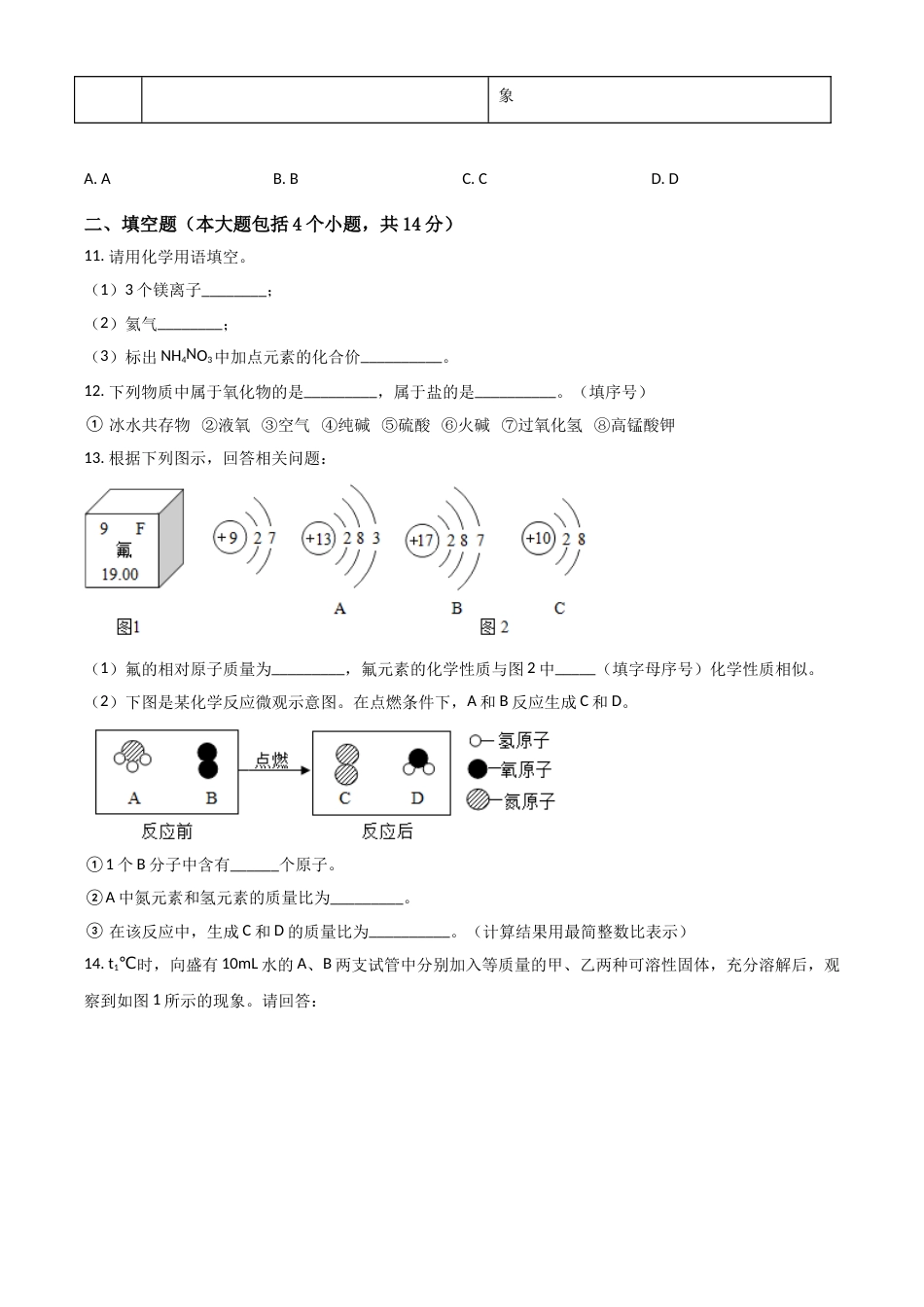2018年辽宁省锦州市中考化学试题（空白卷）.doc_第3页