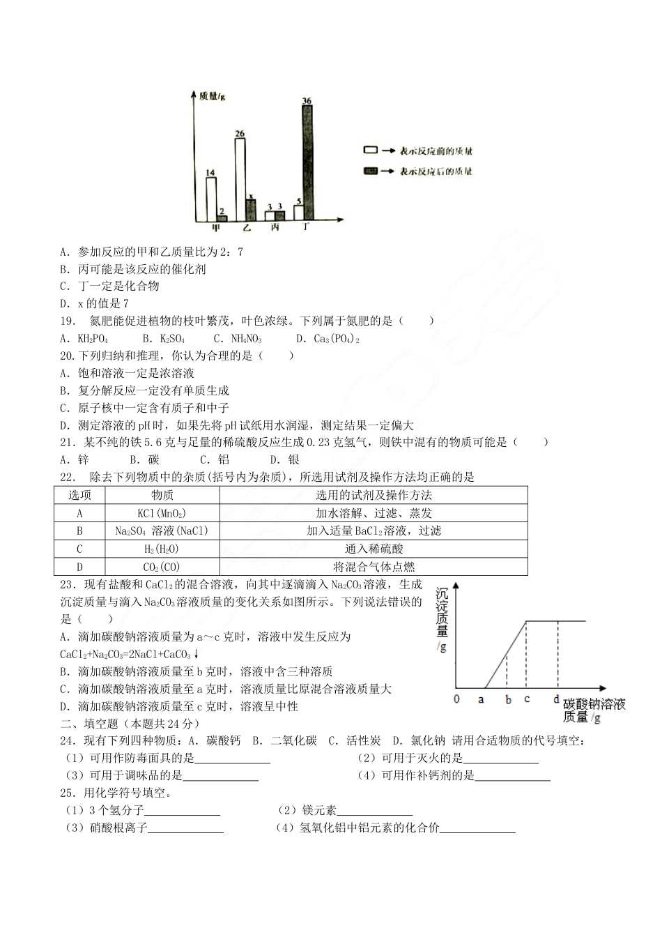 2018年湖南省衡阳市中考化学真题及答案.doc_第3页