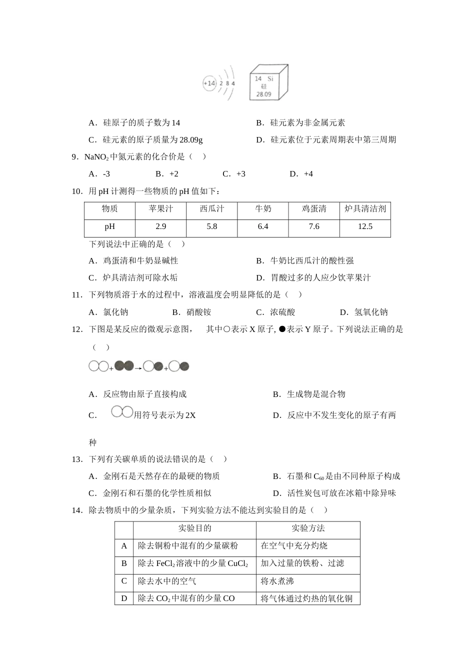 2018年湖北省宜昌市中考化学试题（word版，含答案）.doc_第2页